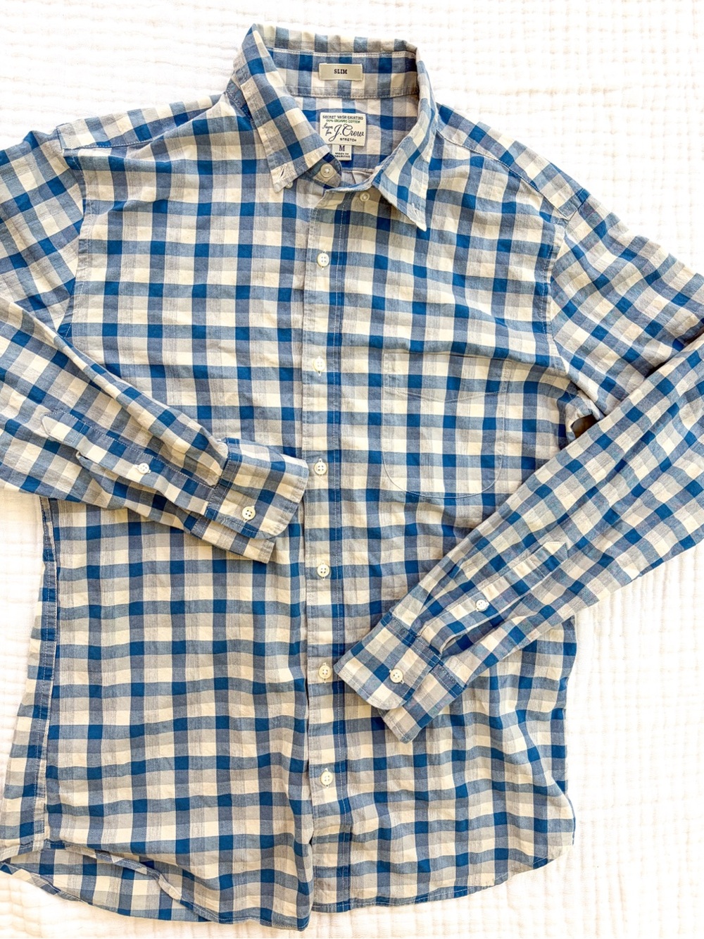 J.Crew Slim Secret Wash Organic Cotton Plaid Shirt Medium